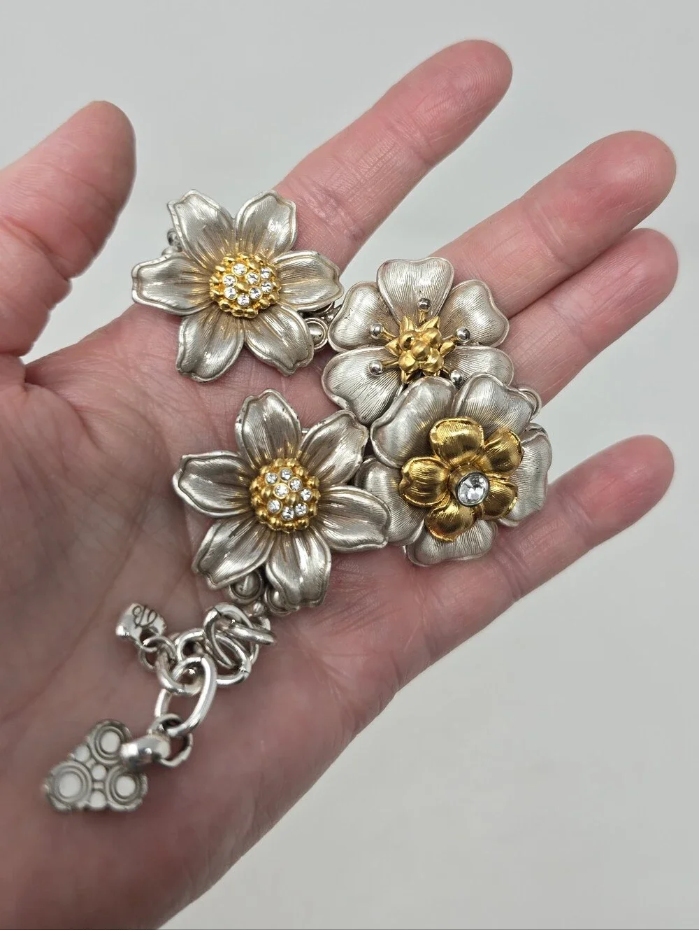 Brighton Lux Garden Silver And Gold Plated Flower Mixed Metal Bracelet
